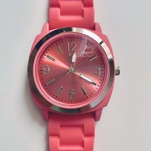 Coral & Gold Rubber Watch